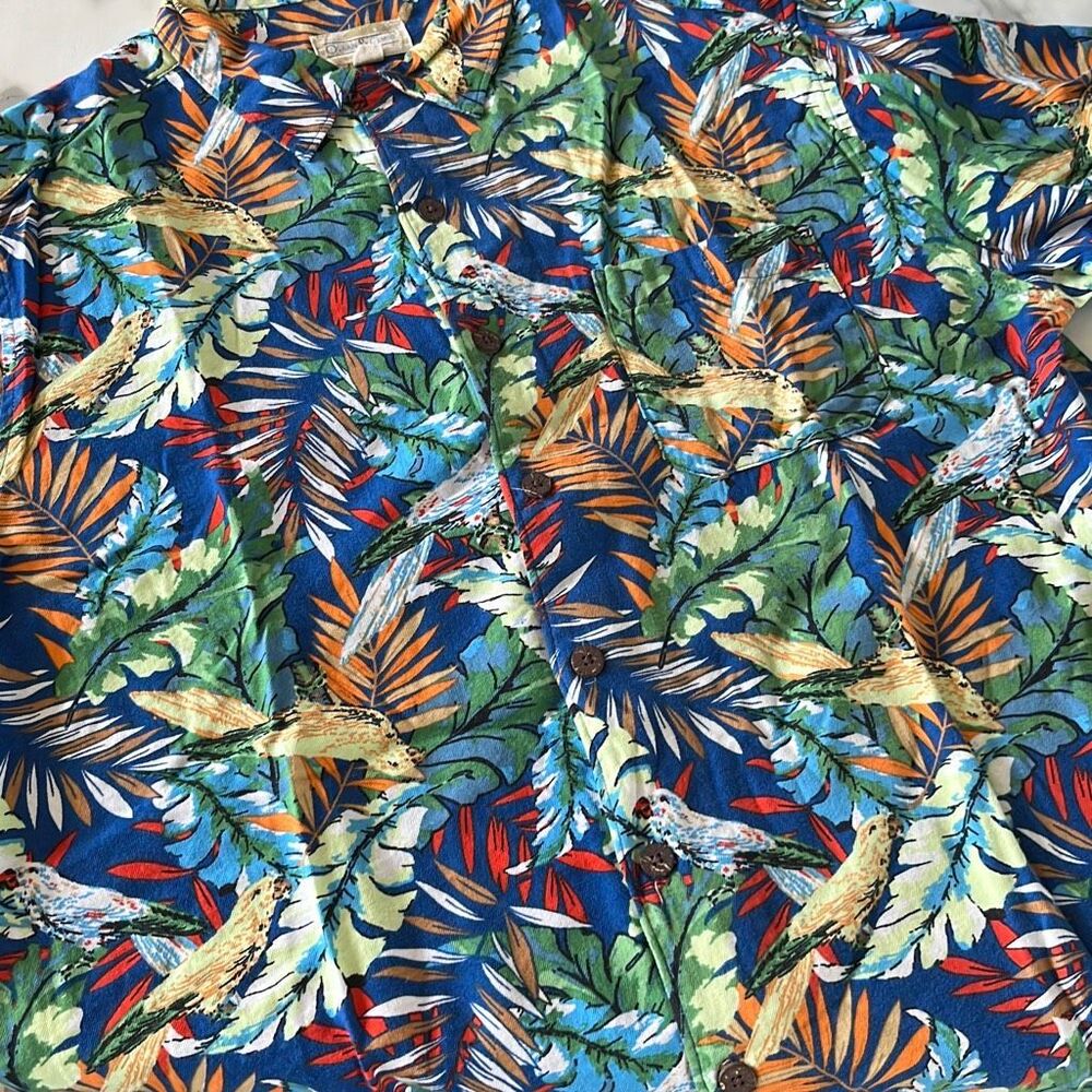 Ocean & Coast Tropical Floral Short Sleeve Button Down Mens Large